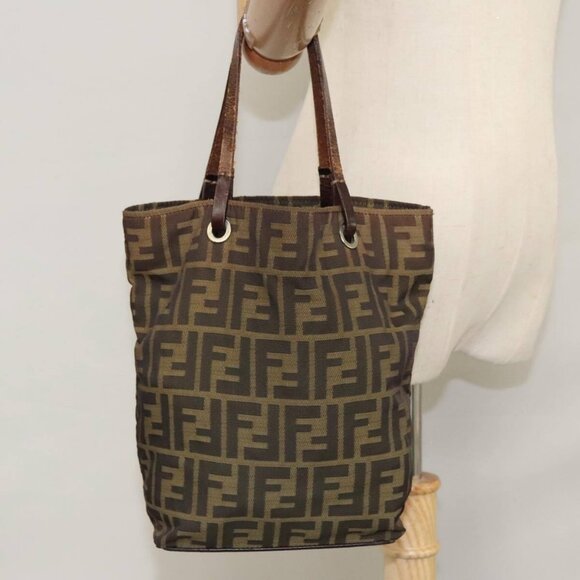 FENDI Zucca Canvas Hand Bag Brown Black Auth - Picture 15 of 16